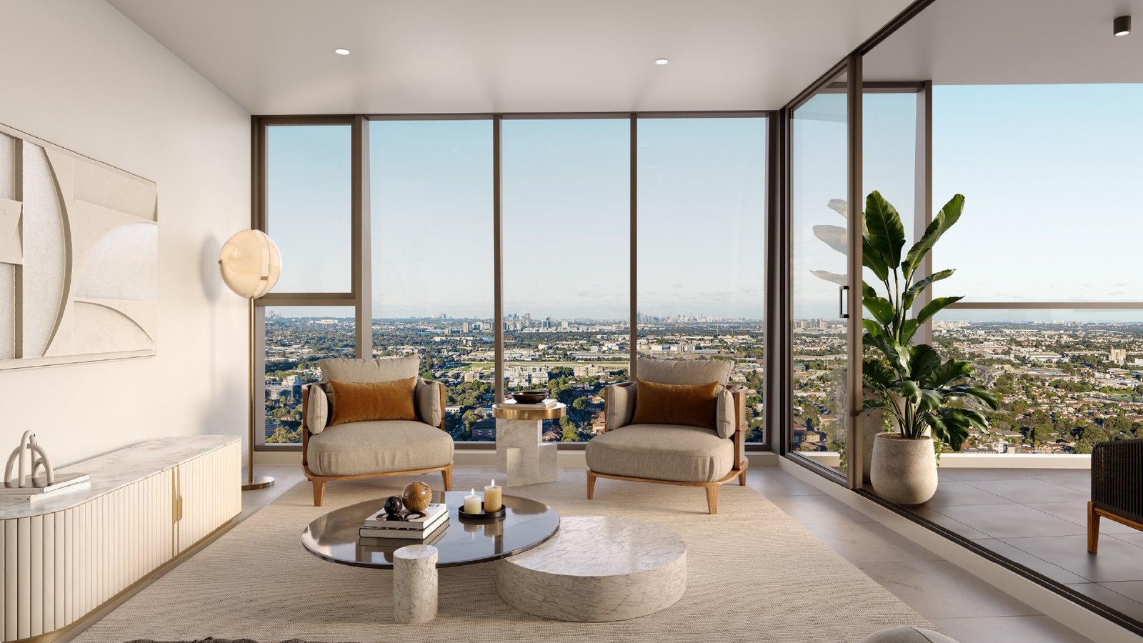 one city sq living room